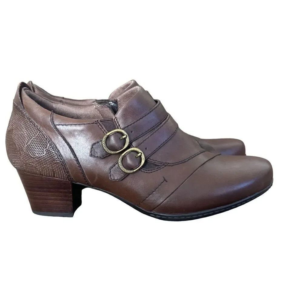 Earth Calgary Toronto Bark Brown Leather Ankle Boots Size 10M
